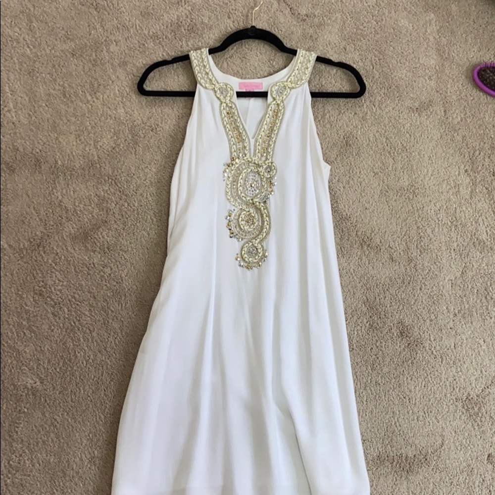 lilly pulitzer dress white and gold